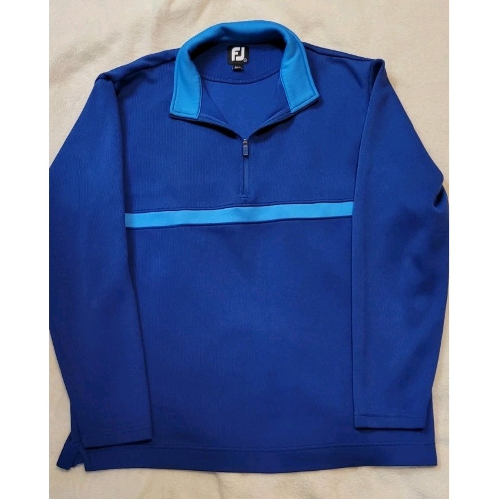 FOOTJOY MENS 1/4 ZIP LONG SLEEVE BLUE PULLOVER SWEATER SIZE LARGE - EUC